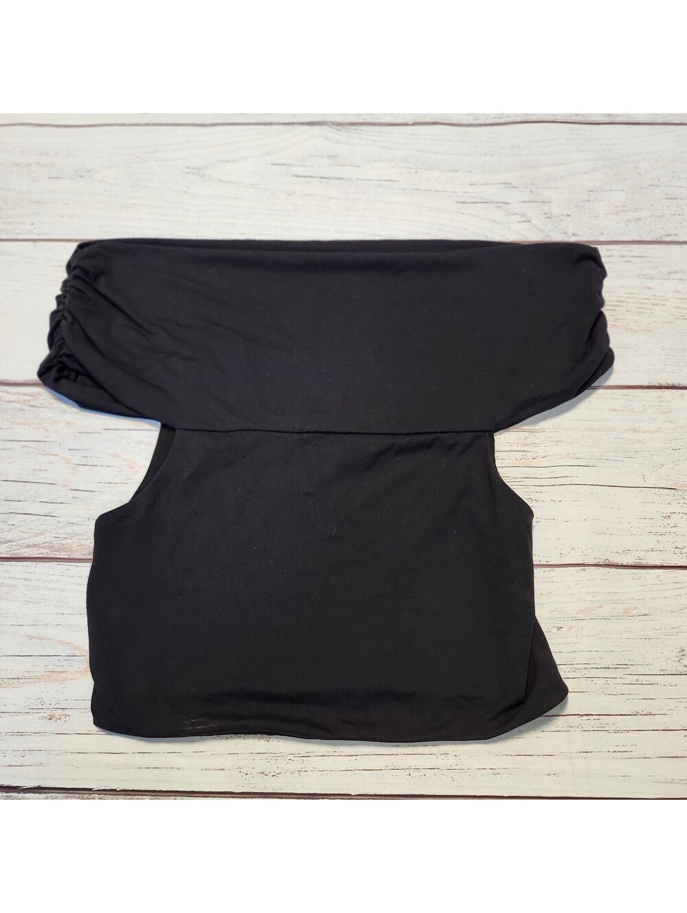 Free People Black Off-Shoulder Crop Top Size Medium